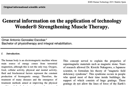 General information on the application of Wonder® Strengthening Muscle Therapy