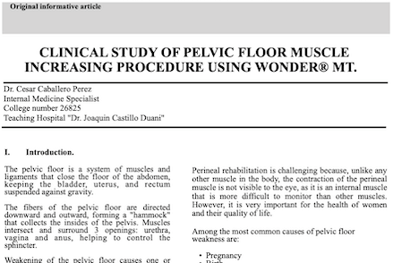 Clinical study of pelvic floor muscle increasing procedure using Wonder® MT.