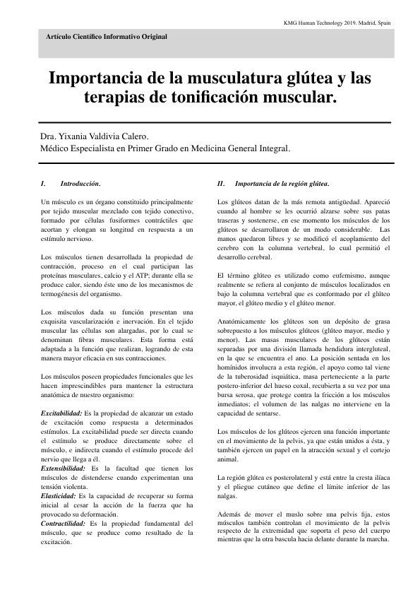 Importancia de la musculatura glútea y las
terapias de tonificación muscular.